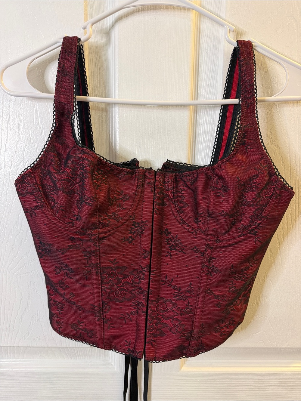 Women's Burgundy Lace Corset Top